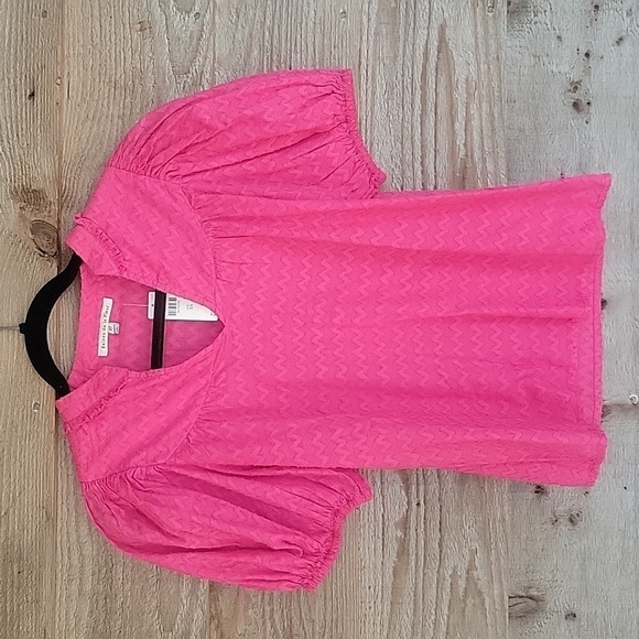 NWT Anthropologie Saison de la Fleur Hot Pink Puffed Sleeve Top Size XSmall - Picture 1 of 6